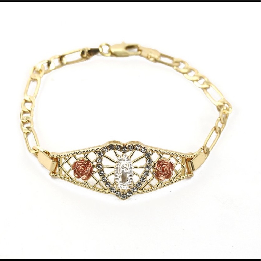 Virgen de Guadalupe With Flowers Figaro Bracelet